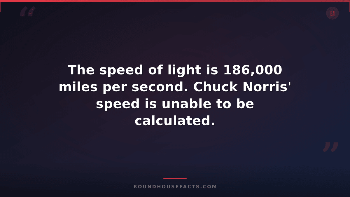 Chuck Norris Fact — The speed of light is 186,000 miles per second. Chuck Norris
