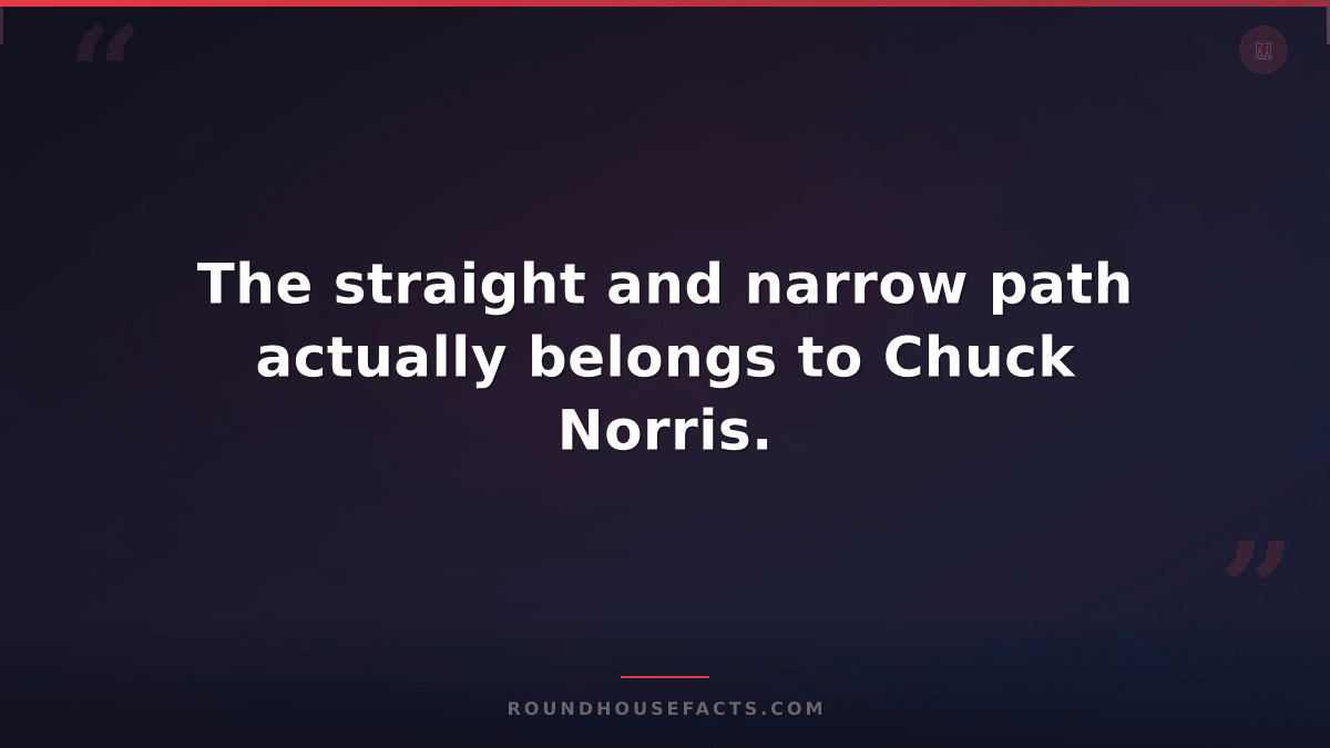 Chuck Norris Fact — The straight and narrow path actually belongs to Chuck Norri