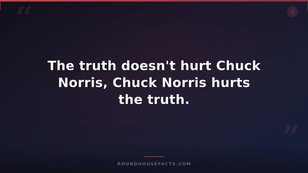 Chuck Norris Fact — The truth doesn't hurt Chuck Norris, Chuck Norris hurts the