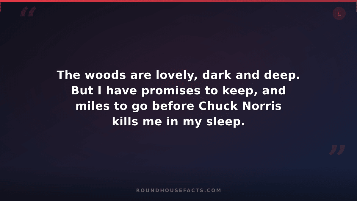 Chuck Norris Fact — The woods are lovely, dark and deep. But I have promises to