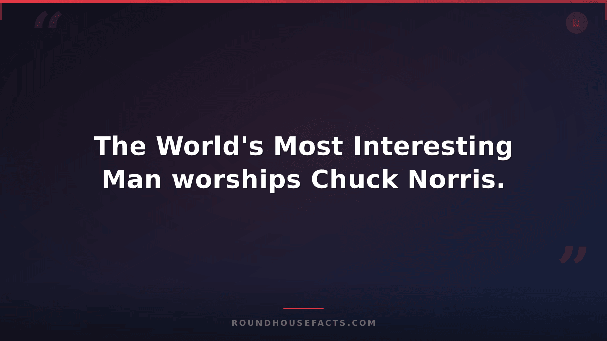 Chuck Norris Fact — The World's Most Interesting Man worships Chuck Norris.