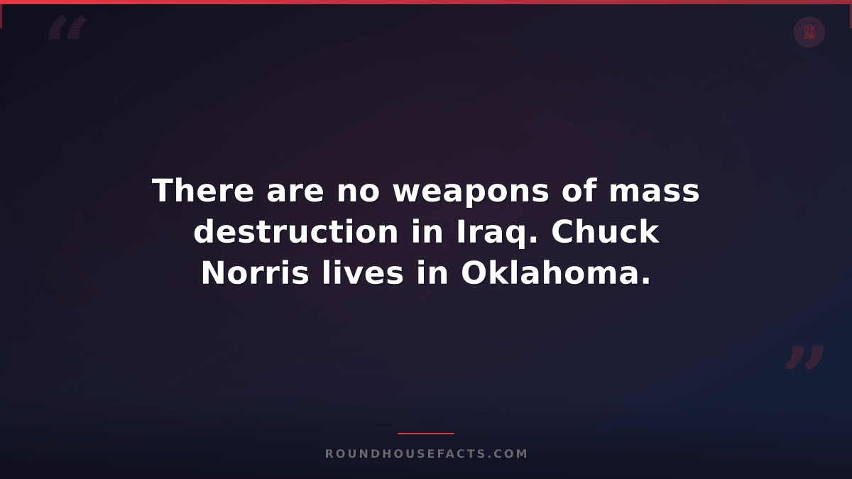 Chuck Norris Fact — There are no weapons of mass destruction in Iraq. Chuck Norr