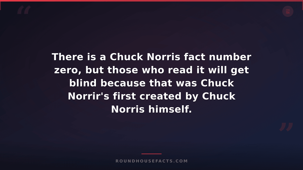 Chuck Norris Fact — There is a Chuck Norris fact number zero, but those who read