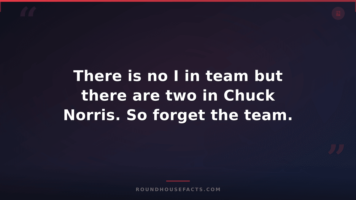 Chuck Norris Fact — There is no I in team but there are two in Chuck Norris. So