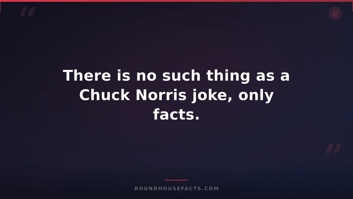 Chuck Norris Fact — There is no such thing as a Chuck Norris joke, only facts.