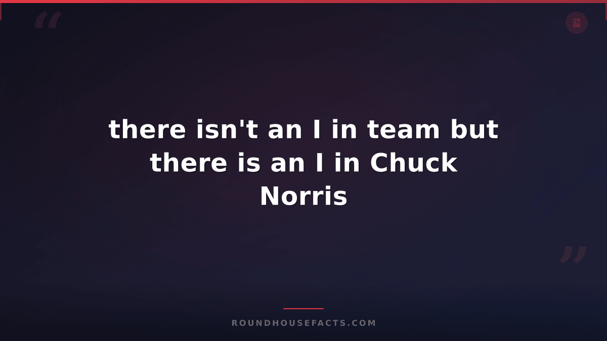 Chuck Norris Fact — there isn't an I in team but there is an I in Chuck Norris