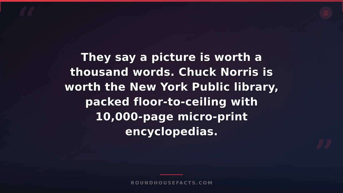 Chuck Norris Fact — They say a picture is worth a thousand words. Chuck Norris i