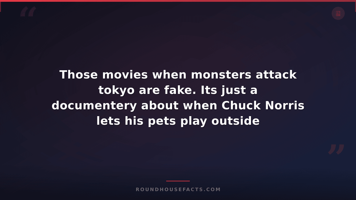 Chuck Norris Fact — Those movies when monsters attack tokyo are fake. Its just a