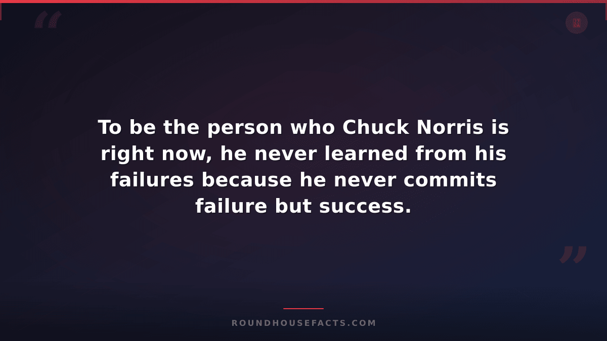Chuck Norris Fact — To be the person who Chuck Norris is right now, he never lea