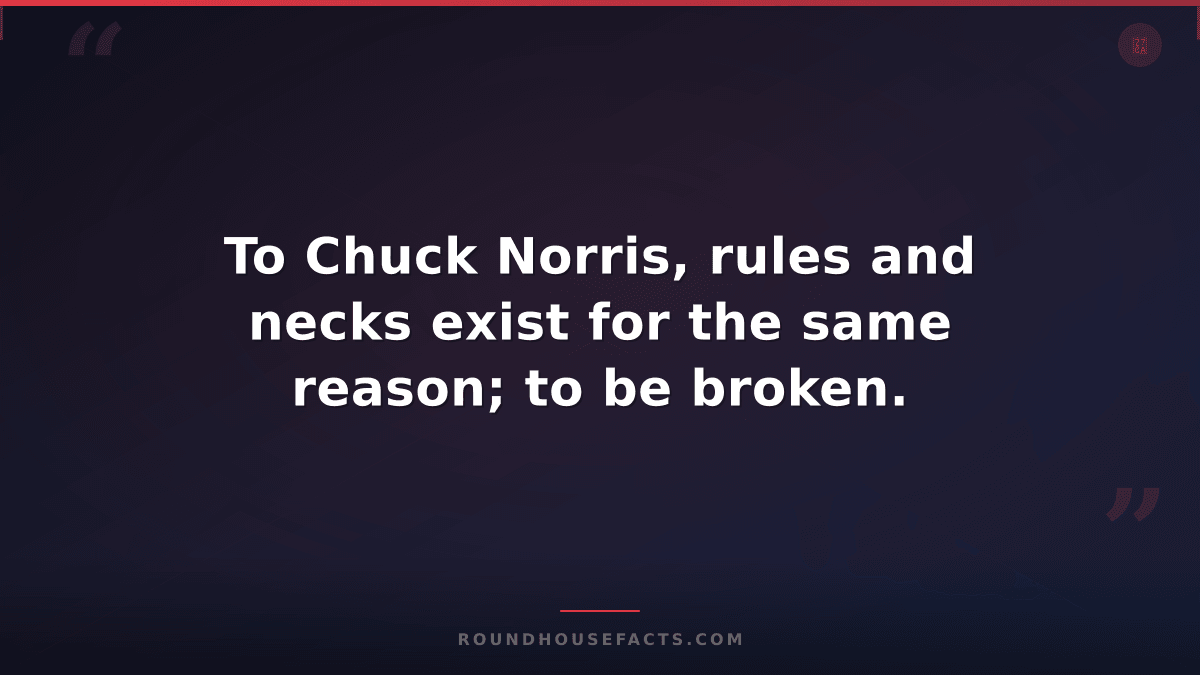Chuck Norris Fact — To Chuck Norris, rules and necks exist for the same reason;