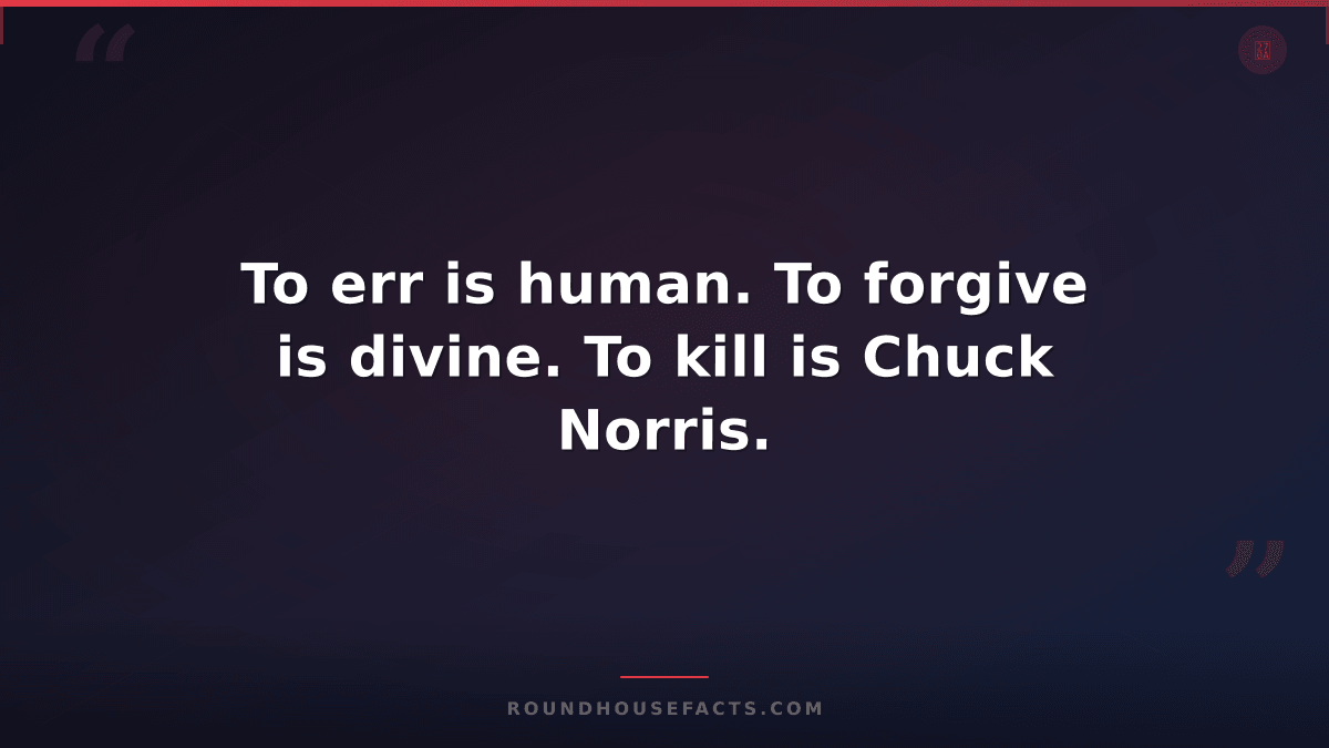Chuck Norris Fact — To err is human. To forgive is divine. To kill is Chuck Norr