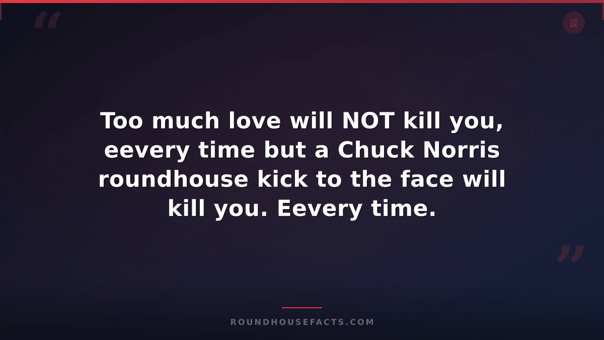 Chuck Norris Fact — Too much love will NOT kill you, eevery time but a Chuck Nor