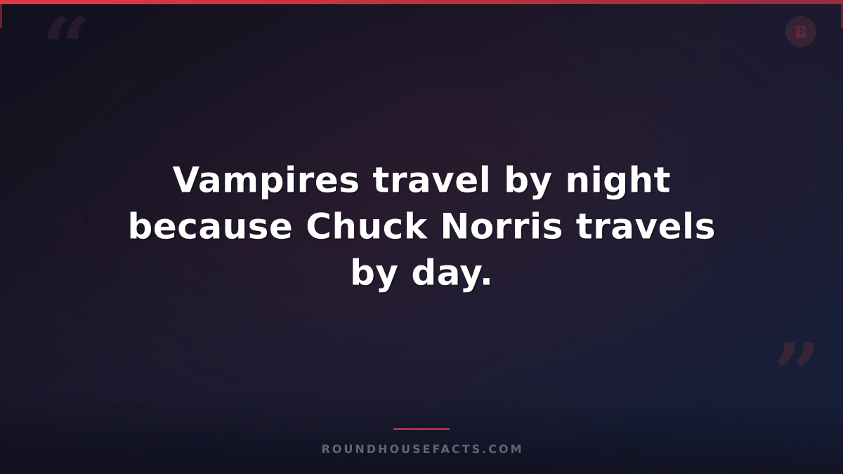 Chuck Norris Fact — Vampires travel by night because Chuck Norris travels by day