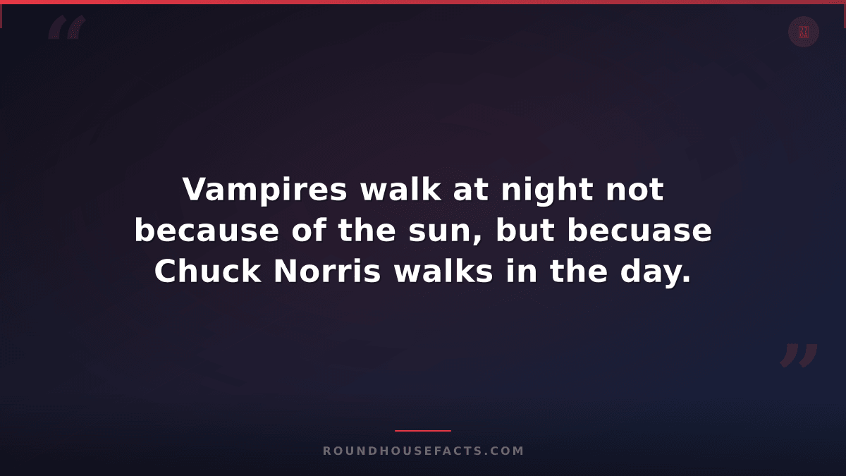 Chuck Norris Fact — Vampires walk at night not because of the sun, but becuase C