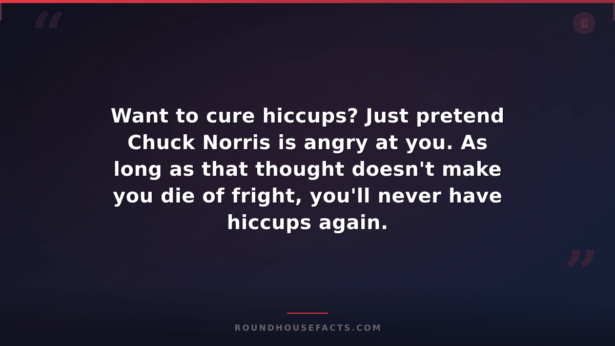 Chuck Norris Fact — Want to cure hiccups? Just pretend Chuck Norris is angry at