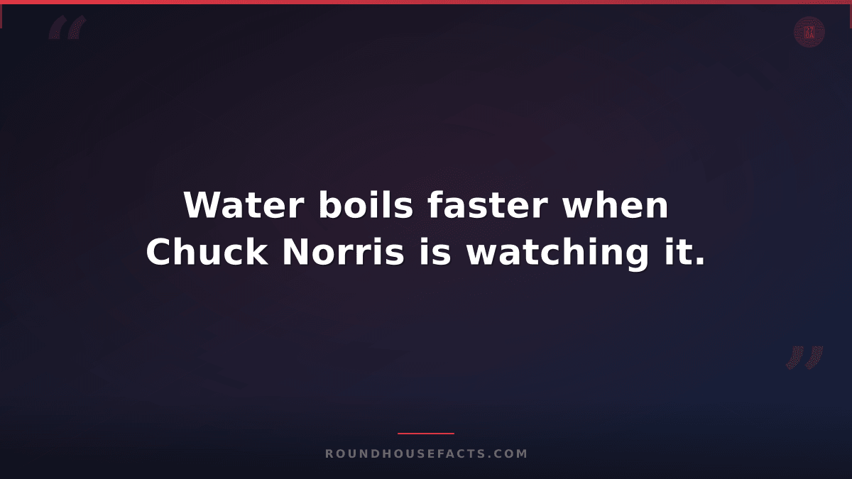 Chuck Norris Fact — Water boils faster when Chuck Norris is watching it.