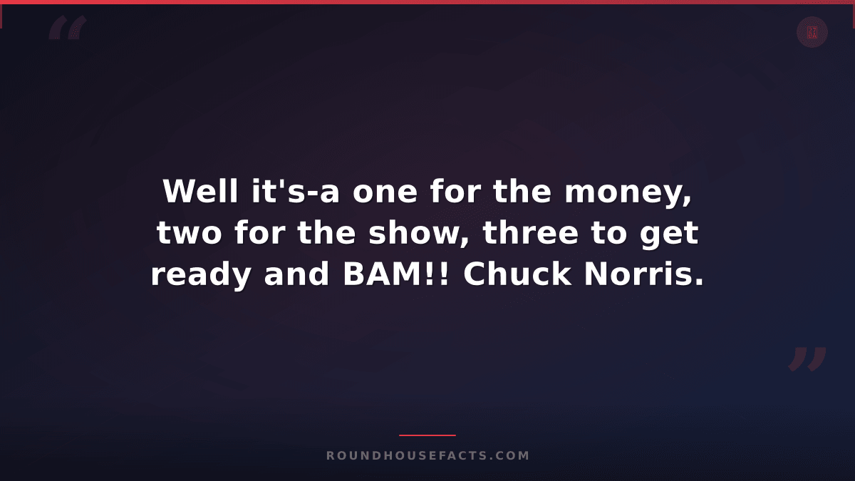 Chuck Norris Fact — Well it's-a one for the money, two for the show, three to ge