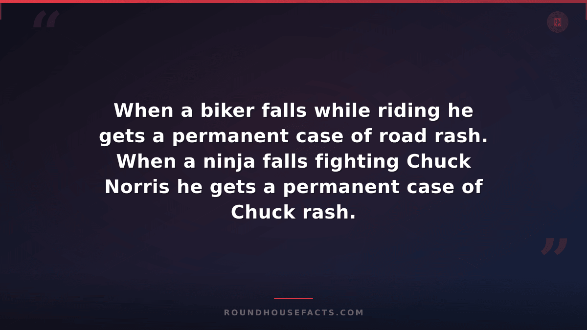Chuck Norris Fact — When a biker falls while riding he gets a permanent case of