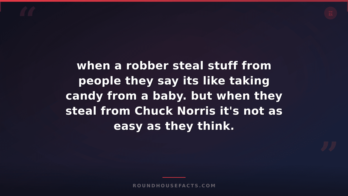 Chuck Norris Fact — when a robber steal stuff from people they say its like taki