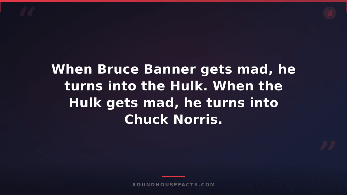 Chuck Norris Fact — When Bruce Banner gets mad, he turns into the Hulk. When the