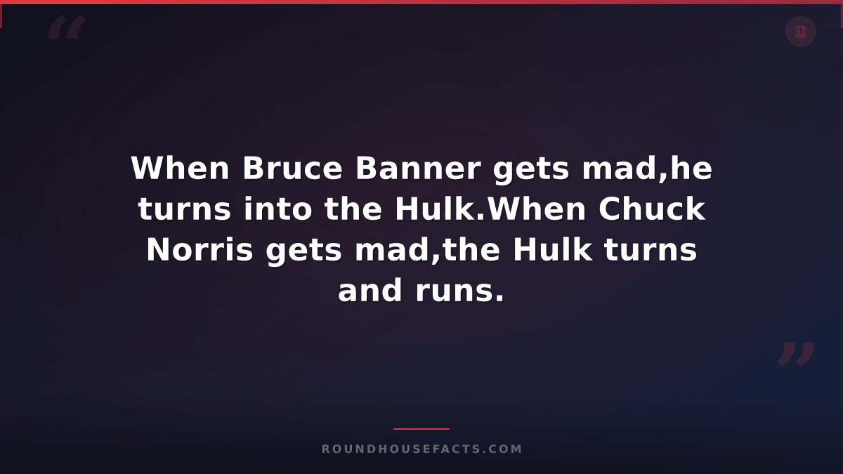 Chuck Norris Fact — When Bruce Banner gets mad,he turns into the Hulk.When Chuck