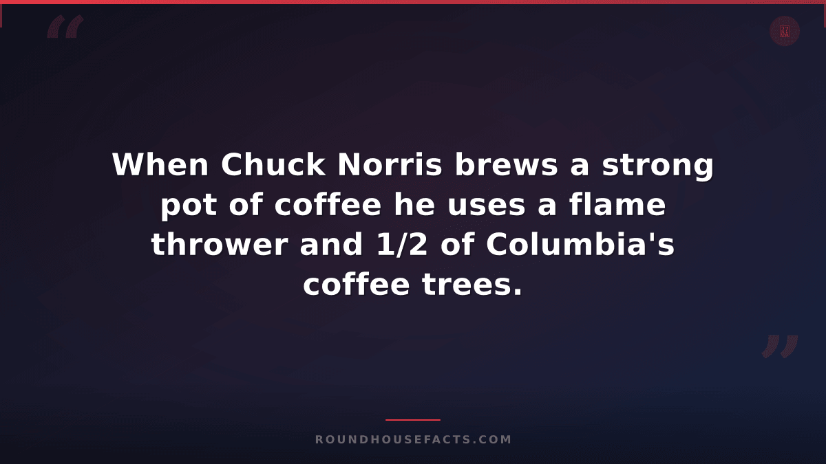 Chuck Norris Fact — When Chuck Norris brews a strong pot of coffee he uses a fla