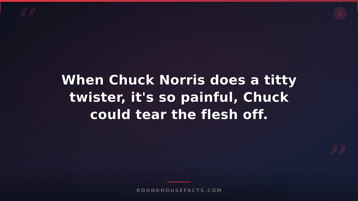 Chuck Norris Fact — When Chuck Norris does a titty twister, it's so painful, Chu