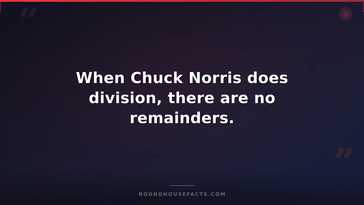Chuck Norris Fact — When Chuck Norris does division, there are no remainders.