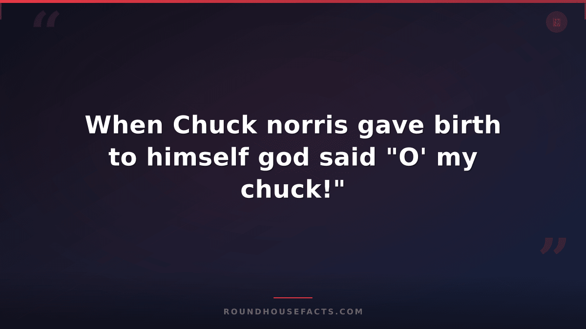 Chuck Norris Fact — When Chuck norris gave birth to himself god said "O' my chuc