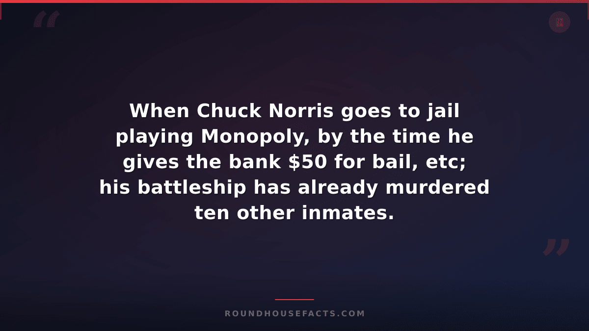 Chuck Norris Fact — When Chuck Norris goes to jail playing Monopoly, by the time