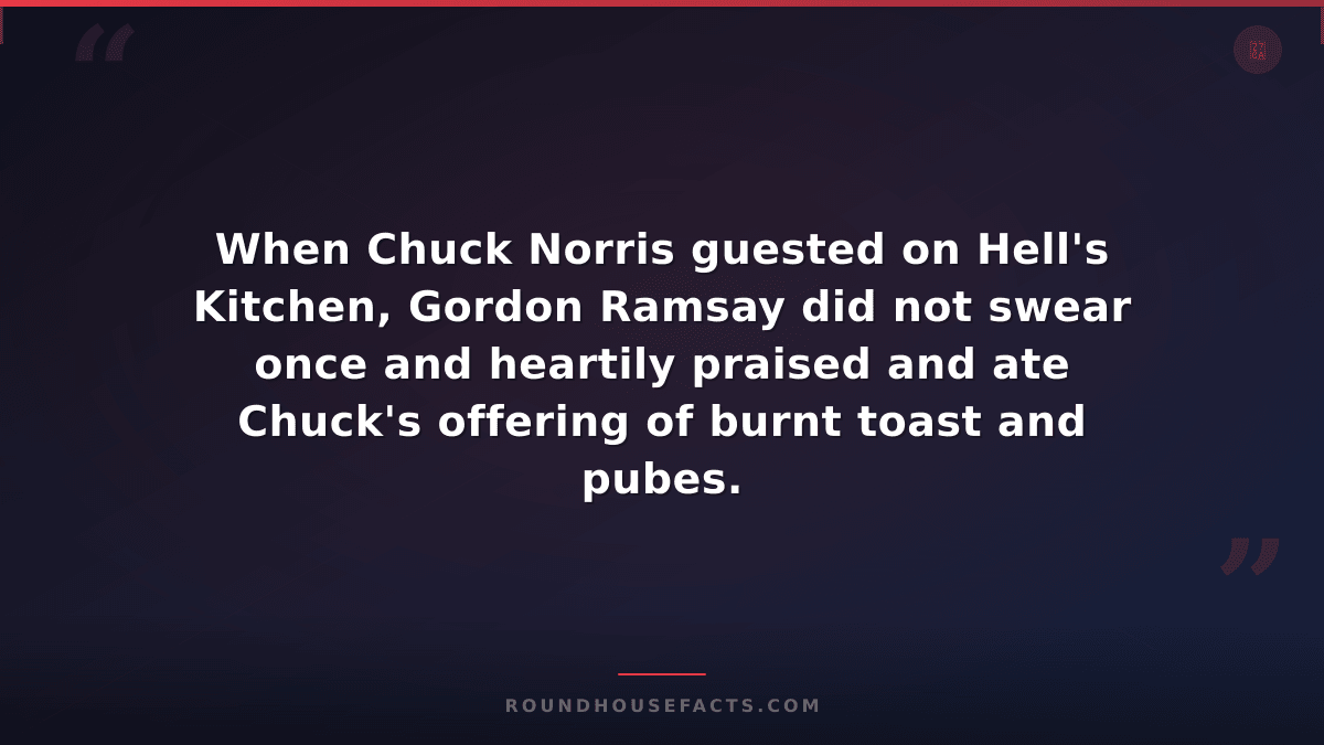 Chuck Norris Fact — When Chuck Norris guested on Hell's Kitchen, Gordon Ramsay d