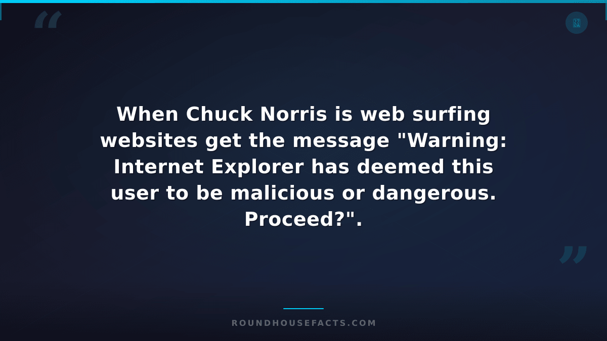 Chuck Norris Fact — When Chuck Norris is web surfing websites get the message "W