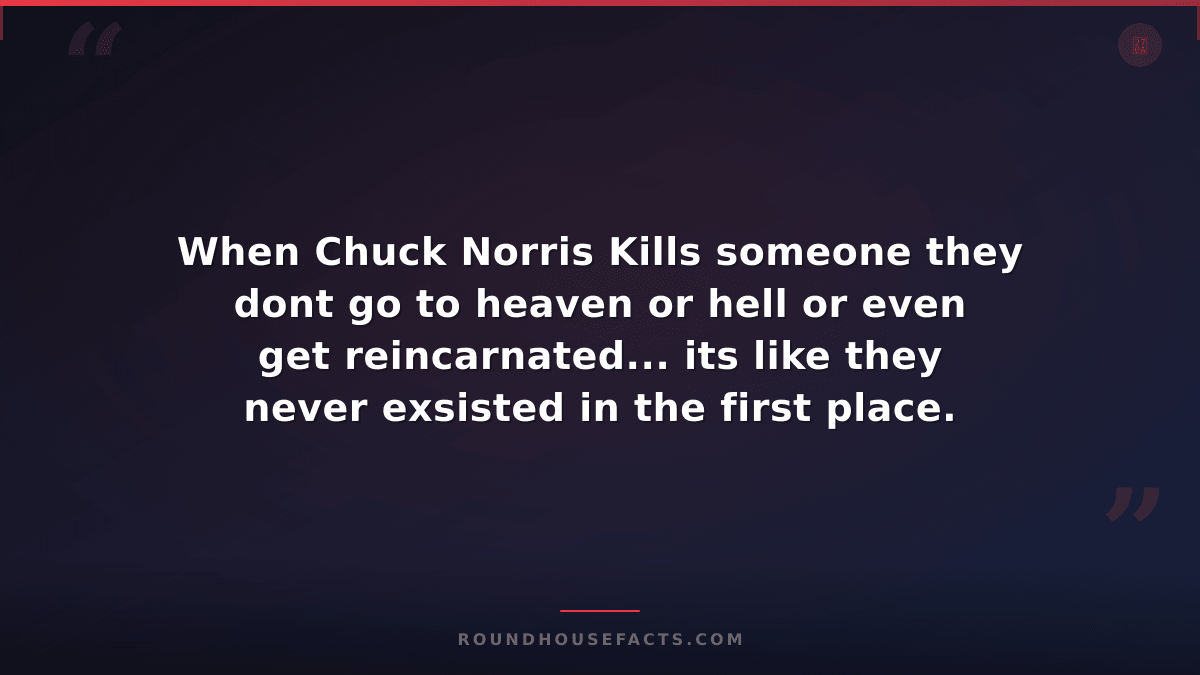 Chuck Norris Fact — When Chuck Norris Kills someone they dont go to heaven or he