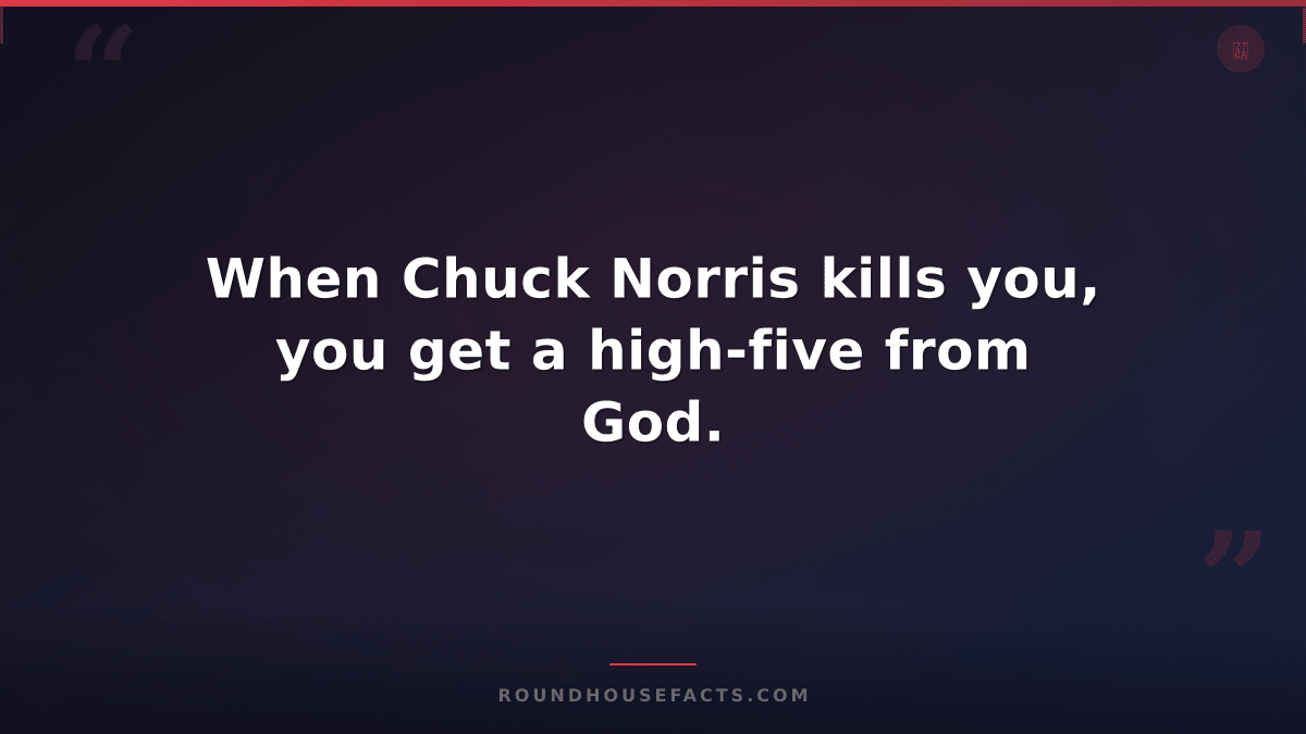 Chuck Norris Fact — When Chuck Norris kills you, you get a high-five from God.