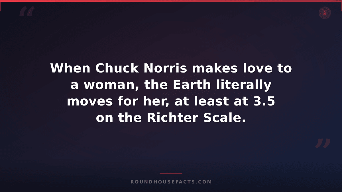 Chuck Norris Fact — When Chuck Norris makes love to a woman, the Earth literally