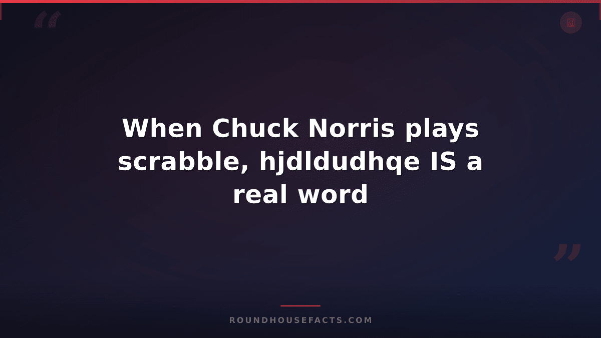 Chuck Norris Fact — When Chuck Norris plays scrabble, hjdldudhqe IS a real word