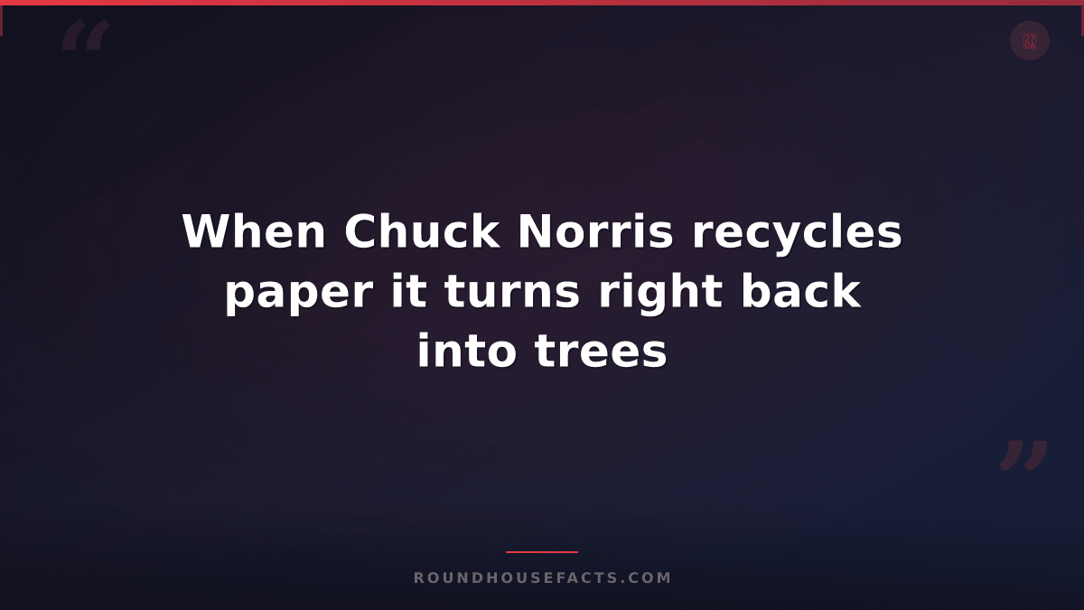 Chuck Norris Fact — When Chuck Norris recycles paper it turns right back into tr