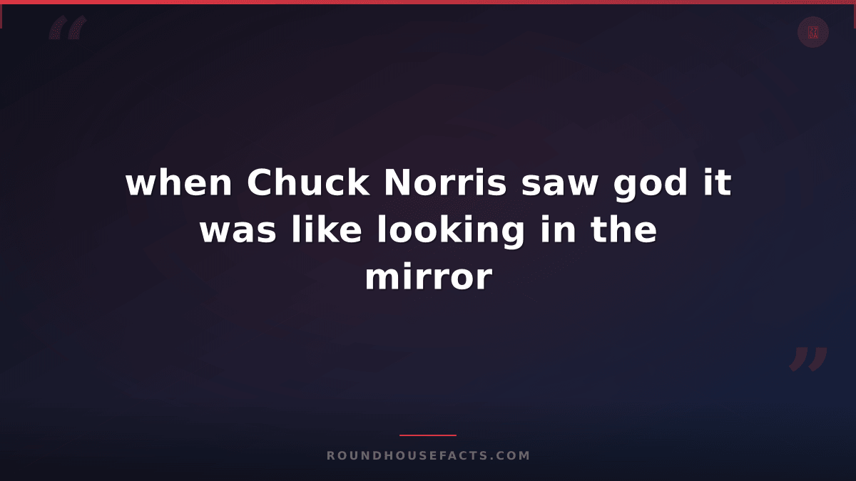 Chuck Norris Fact — when Chuck Norris saw god it was like looking in the mirror