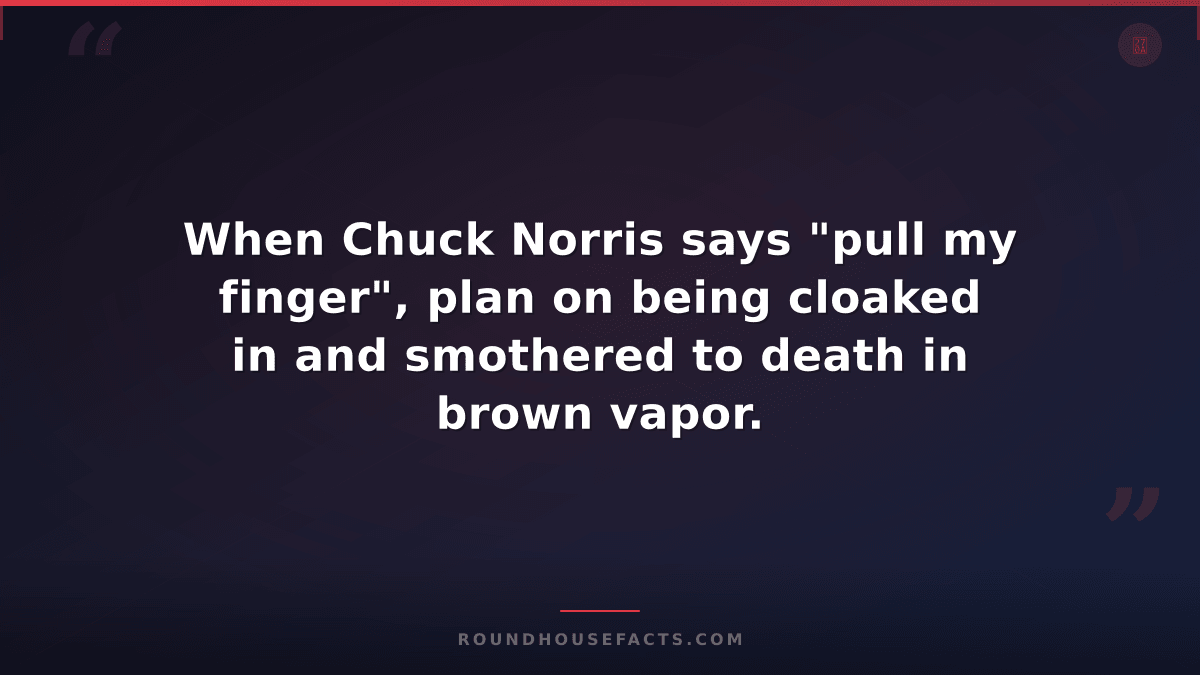 Chuck Norris Fact — When Chuck Norris says "pull my finger", plan on being cloak