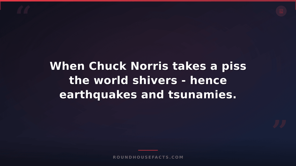 Chuck Norris Fact — When Chuck Norris takes a piss the world shivers - hence ear