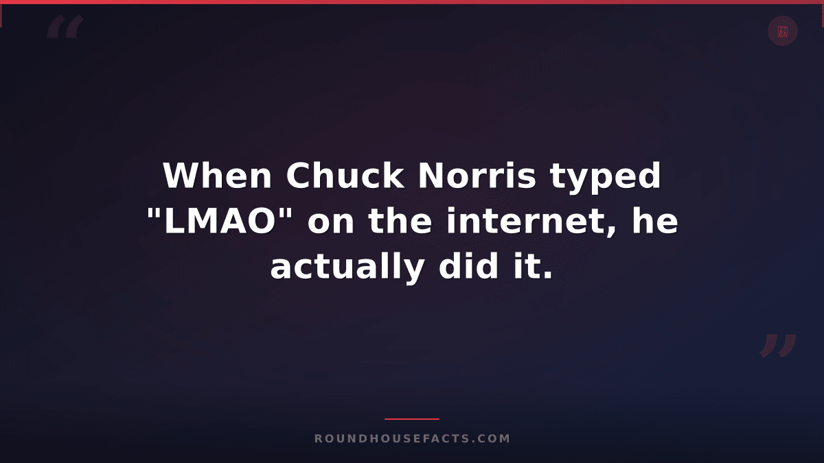 Chuck Norris Fact — When Chuck Norris typed "LMAO" on the internet, he actually