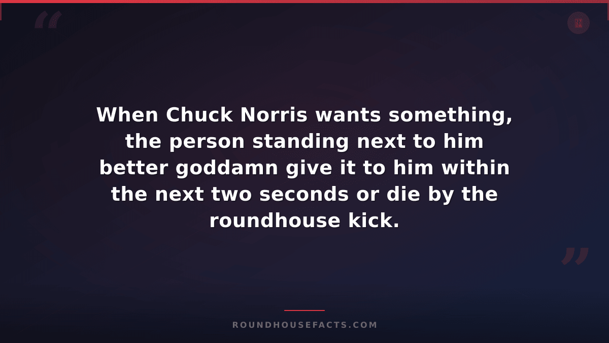 Chuck Norris Fact — When Chuck Norris wants something, the person standing next