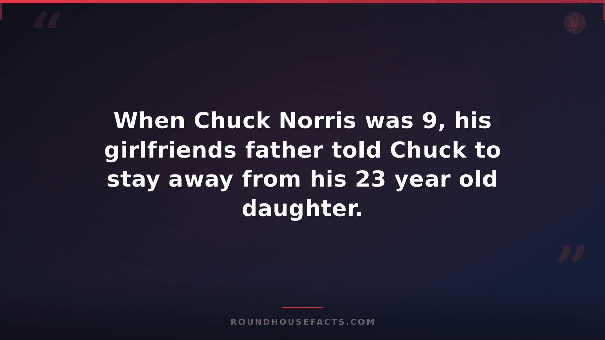 Chuck Norris Fact — When Chuck Norris was 9, his girlfriends father told Chuck t