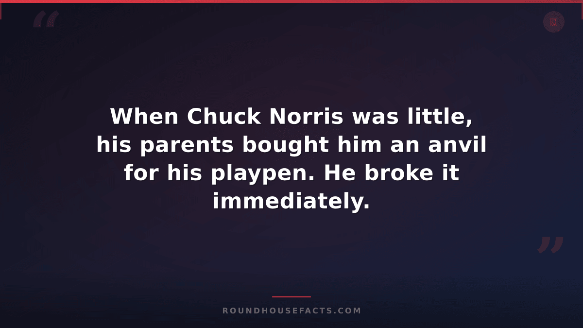 Chuck Norris Fact — When Chuck Norris was little, his parents bought him an anvi