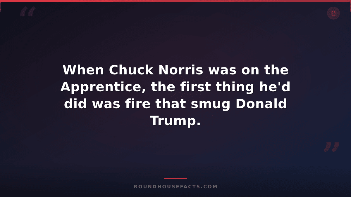 Chuck Norris Fact — When Chuck Norris was on the Apprentice, the first thing he'