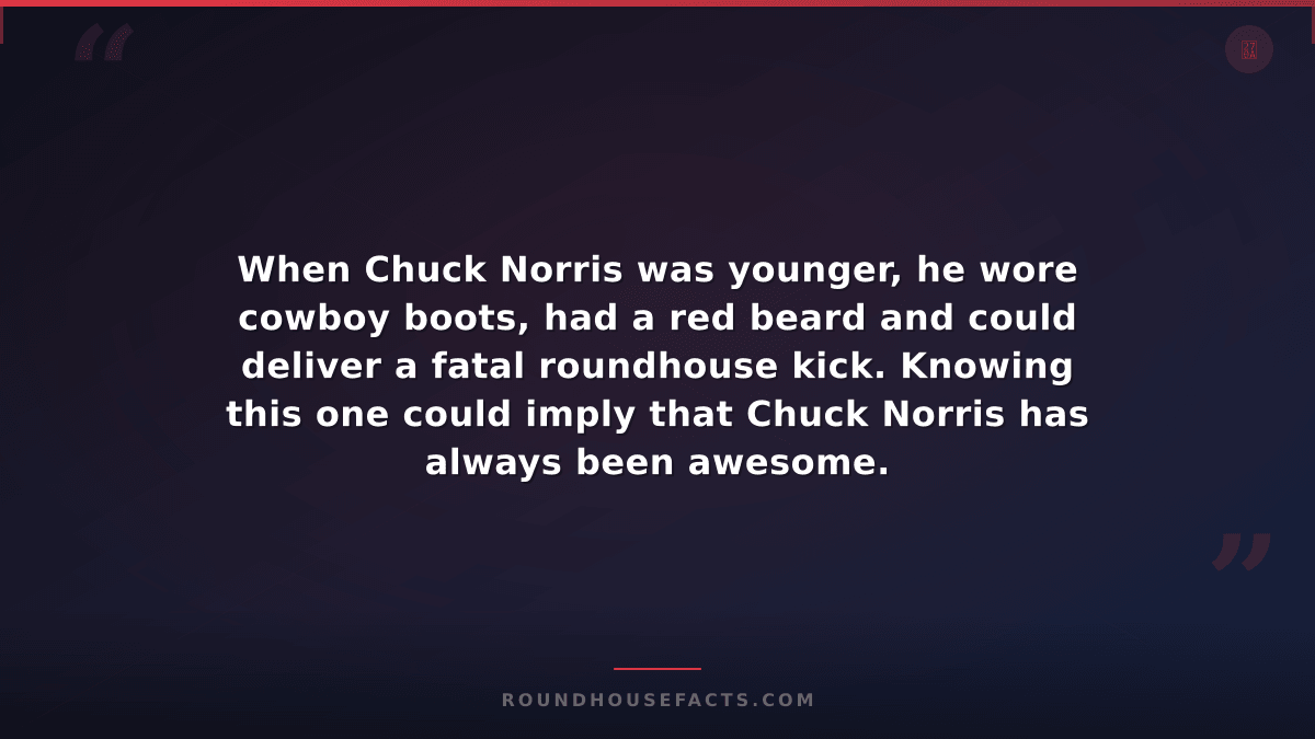 Chuck Norris Fact — When Chuck Norris was younger, he wore cowboy boots, had a r