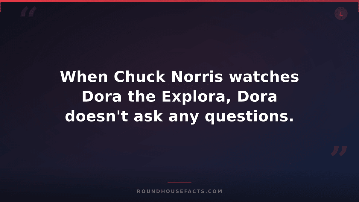Chuck Norris Fact — When Chuck Norris watches Dora the Explora, Dora doesn't ask