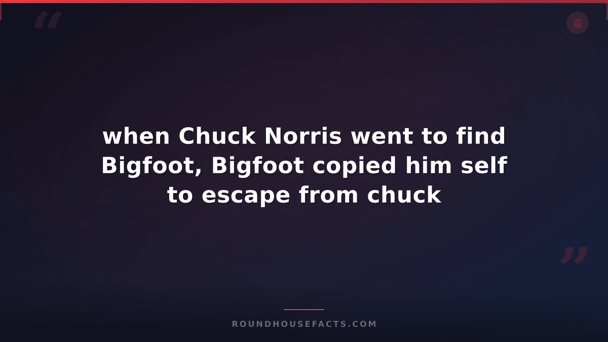 Chuck Norris Fact — when Chuck Norris went to find Bigfoot, Bigfoot copied him s