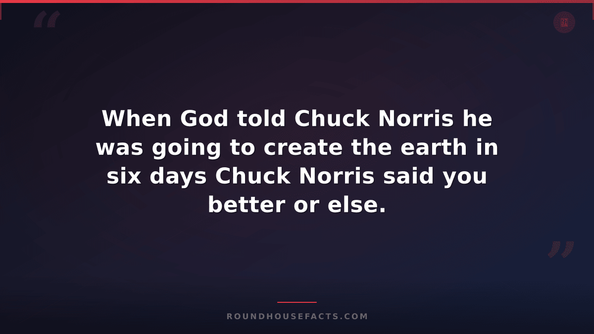 Chuck Norris Fact — When God told Chuck Norris he was going to create the earth