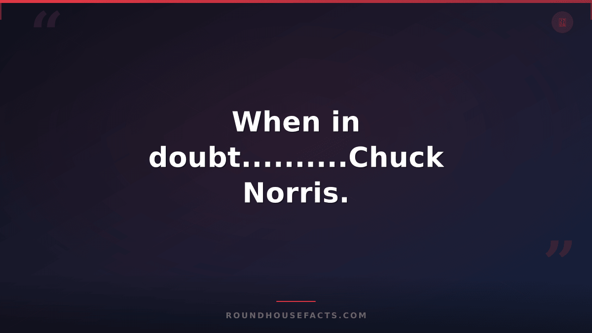 Chuck Norris Fact — When in doubt..........Chuck Norris.
